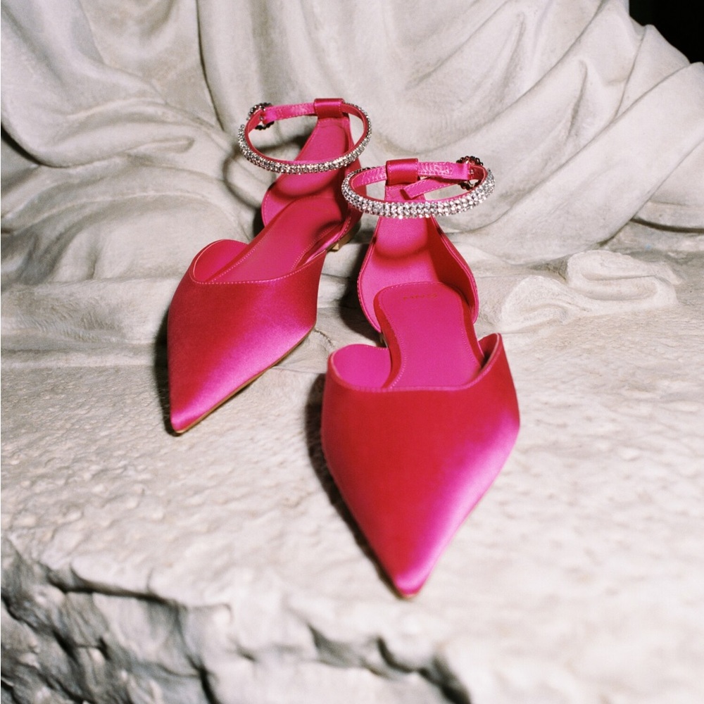 NWT Mango Elegant Pink Satin Women's Shoes size 7/37